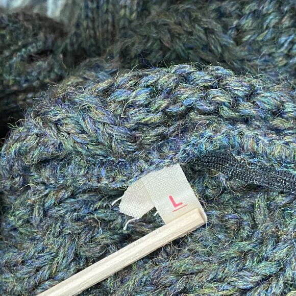 COTTAGE KNITWEAR Sweater Mens L Wool Aran Cable Button Up Cardigan Green - Picture 13 of 14